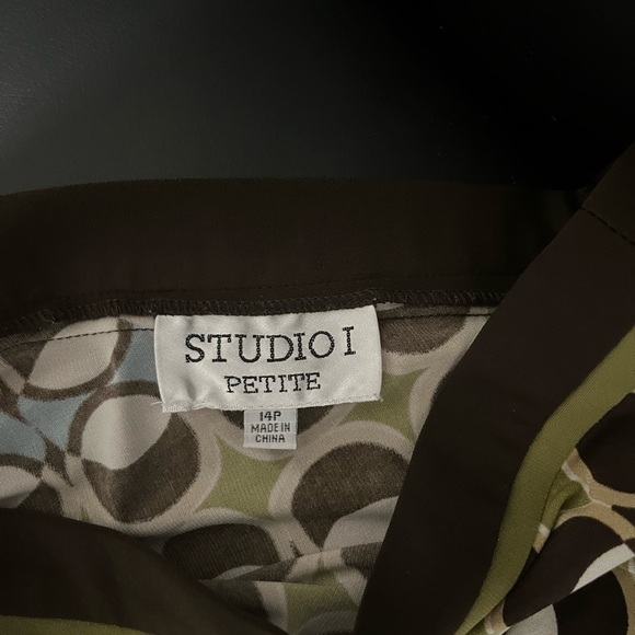 Studio I Brown and White Midi Dress with short Sleeves - Picture 4 of 7